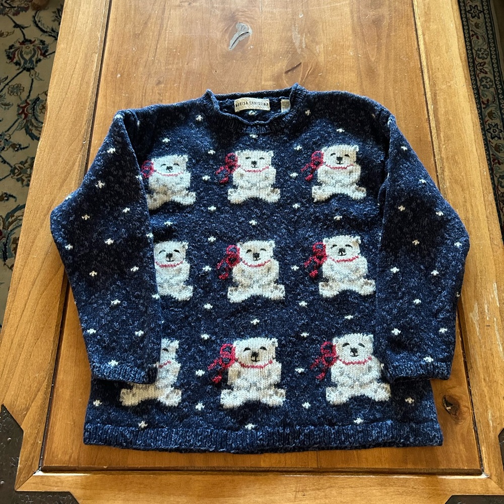 Marisa Christina Navy Sweater with Bear Design
